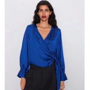 Zara Blue Silk Blouse